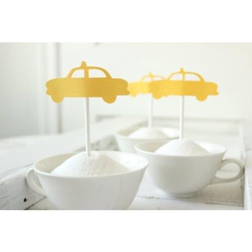 Yellow New York Taxi Cupcake Toppers wedding birthday bridal baby shower Party food picks free shipping photo booth props