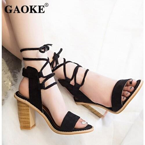 2018 Woman High Heel Sandals Cross Tie Woman Shoes Ankle Strap Summer Platform Shoes Woman Gladiator Sandals Summer Shoes