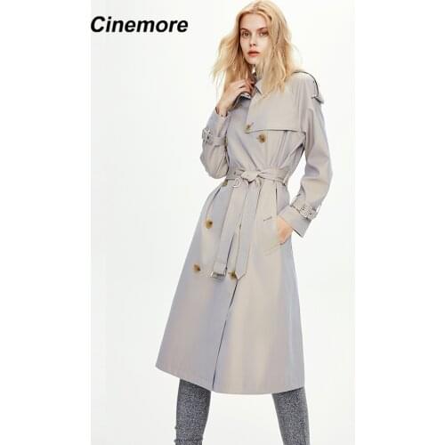 Cinemore 2020 Autumn New trench coat women Classic Double Breasted long over knee Womens coats British Business Outerwear 82002