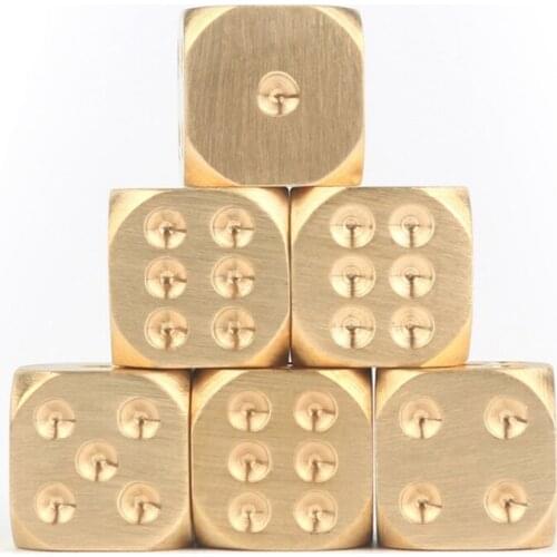 1pc Brass Dices Solid Metal Polyhedral Club Bar Dice Playing Game Tool 15X15X15mm