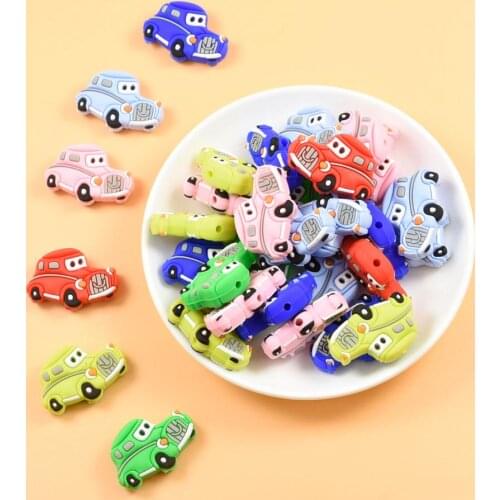 10PCS Silicone Car Beads Baby Nursing Pacifier BPA Free DIY Soothing Pendant Bracelet Necklace Toy Accessories