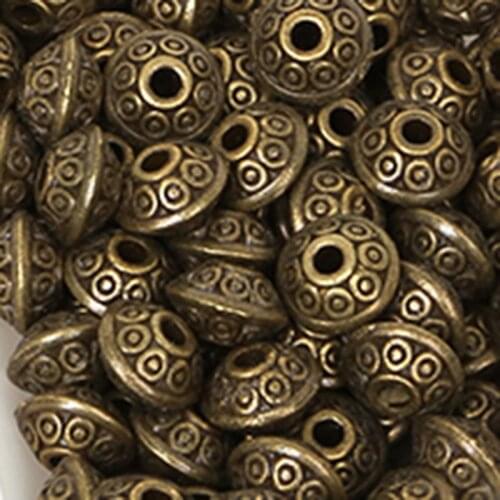 100pcs Antique Metal Silver Gold Bronze Plated Spacer Beads Flying Saucer UFO 6mm DIY Beads for Jewelry Making