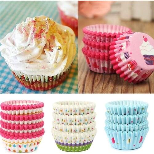 100 Pcs Color Printing Cupcake liner Baking Mold Greaseproof Paper Cupcake Muffin Cases DIY Cake Baking Cup Party Tray Mould