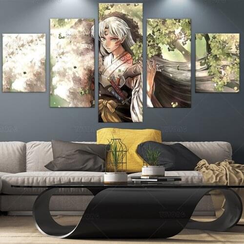 Anime Art Sesshomaru 5 Piece Poster Canvas Art Poster and Wall Art Picture Print Modern Family Bedroom Decor frame
