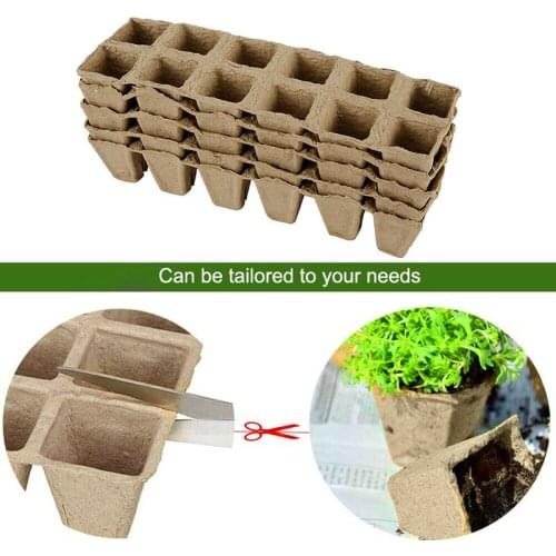 5X 12 Cell Seed Starter Trays Pots Biodegradable Seedling Starter Plant W/Labels Terrace For Vegetable Garden Gardening Tools