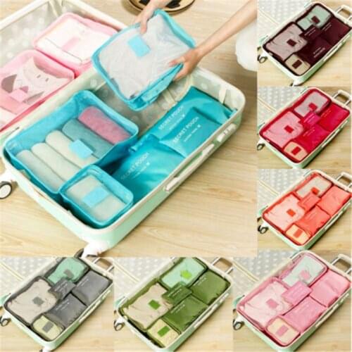 6PCS Waterproof Oxford Travel Luggage Bag Clothes Organizer Packing Pouch Portable Cube Bag Organiser for Clothing Travel Bag