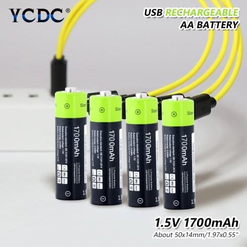 AA USB Rechargeable Lithium Battery Lipo 1700mAh Battery Charger Cable Toys Remote controller batteries Lithium Polymer Battery