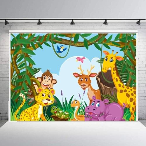 BEIPOTO Birthday photo background photography studio Safari party Jungle animal forest kid child backdrop photozone poster B-838