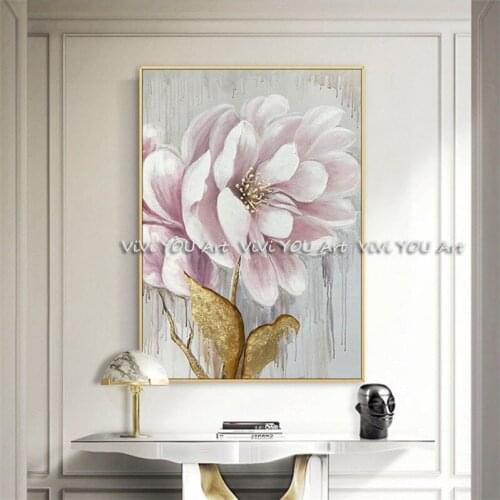 Large Modern Art Home Decor painting Wall Art Picture Handpainted gold flower Oil Painting Handmade Abstract Painting on Canvas