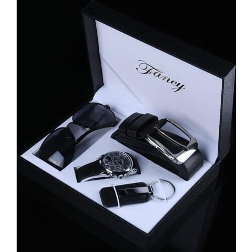 Business Gift Set To Send Leaders To Send Elders To Send Boyfriend Tanabata Glasses -Keychain -Watch- Belt Gift Box Men Watches