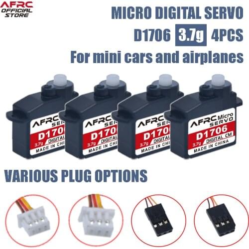 AFRC-D1706 3.7g 4PCS Micro Digital Servo Mini JST and JR Connector For RC plane car toys Model is special DIY assembly upgrading