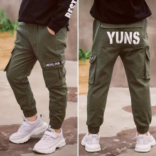 FYH Kids Clothes High Quality Boys Casual Pants Kids Full Length Pants Letter Printed Children Trousers Spring Autumn Boys Pants