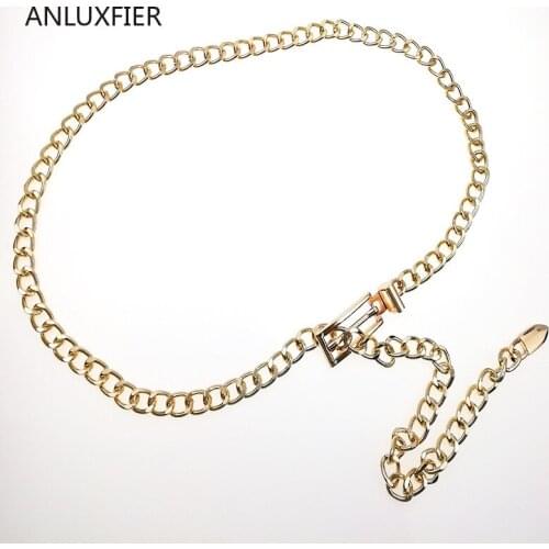 H9836 Metal Thin Waist Chain Women Simple Belt Alloy Buckle Vintage High Quality Fashion All-match Elegant Waistband Accessories