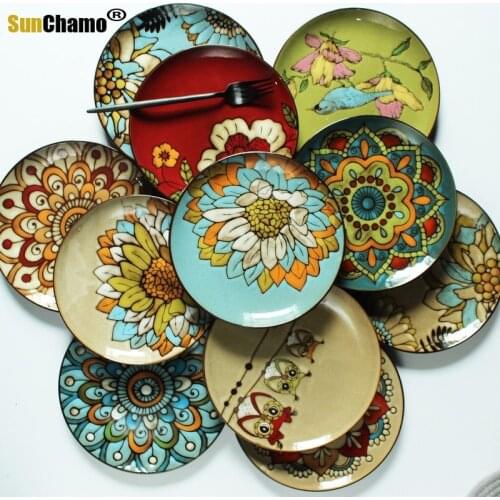 Ceramic dishes for Food Decor Hand-painted Flowers animal Home Decor Background Decoration Display Wall Plate