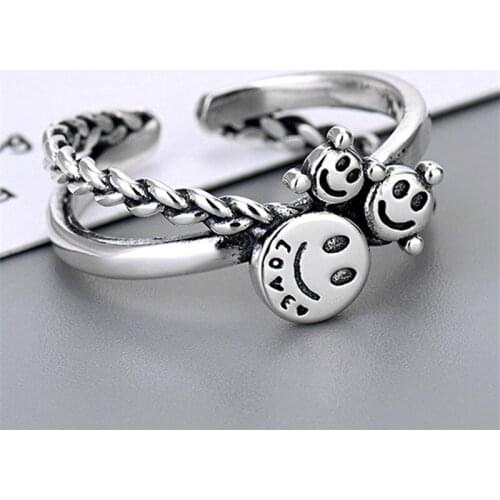 Miuoxion Retro Double Twist Smiley Ring Personality Fashion Punk Party Jewelry For Women Feature Namour Charm Gift All Seasons