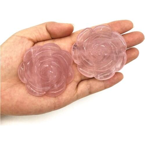 Beautiful 1PC Natural Pink Crystal Rose Flower Hand Carved Crystal Flowers Healing Stones Decor Natural Quartz Crystals