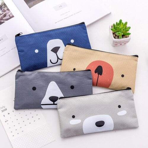 Creative cartoon canvas pencil bag high quality Oxford cloth simple stationery bag student pen case pencil bag