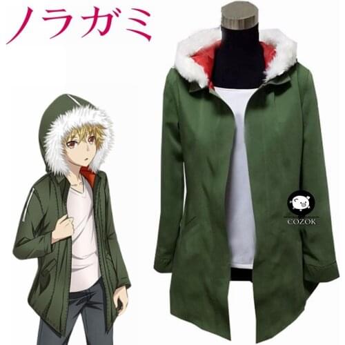 Anime Noragami Yukine Olive Green Hooded Jacket Cosplay Costume Only Coat S-3XL Unisex Custom Size