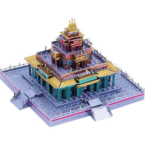 Microworld Tibetan Buddhist Temple Architecture 3D Metal Puzzle DIY Assemble Model Kits Laser Cut Jigsaw Toys J042