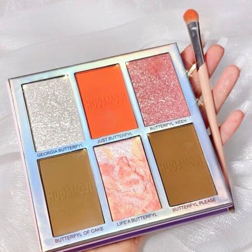 Milk Tea Blush Peach Pallete 6 Colors Face Mineral Pigment Cheek Blusher Powder Makeup Professional Contour Shadow Pink Blusher