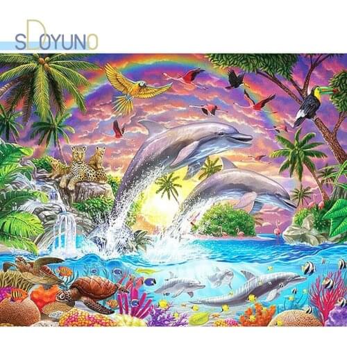 SDOYUNO Frameless Oil Paint by Numbers Colorful Colorful Animals 60X75cm DIY Painting By Numbers On Canvas Digital Hand Painting