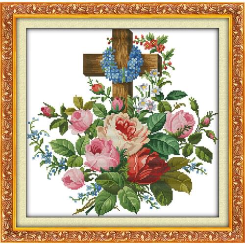 The cross flowers plants cross stitch kit Religion counted aida 14ct 11ct hand embroidery DIY handmade needlework supplies bag