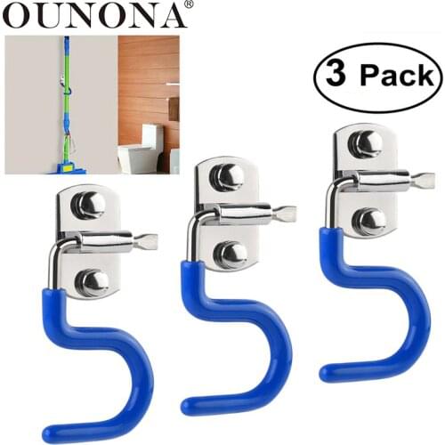 3pcs Wall Mounted Mop Holder 304 Stainless Steel Broom Holder S-Type Wall Mounted Garden Organizer Hook Brush Storage Hanger