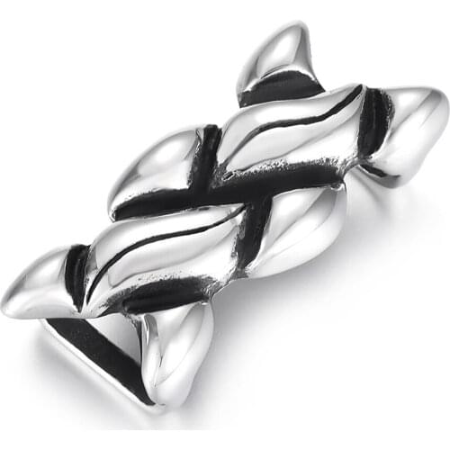 316L Stainless Steel Slider Beads Sheet Braided Polished 12x6mm Hole Bead Slide Charms DIY Accessories for Jewelry Making