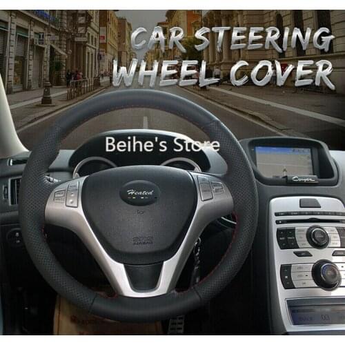 Anti-slip Breathable Leather Steering Wheel Cover for Hyundai Rohens Coupe 2009