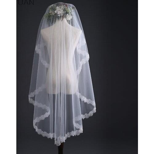 NIXUANYUAN New Fashion 2021 Wholesale White Ivory 150CM Long Applique Edge Bridal Veils Wedding Veils ACCESSORIES
