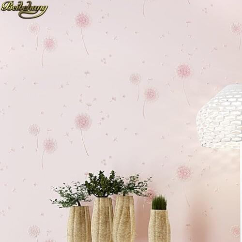 Beibehang Non-woven dandelion wallpaper warm pink garden self-adhesive wallpaper childrens room bedroom 3D TV background wall