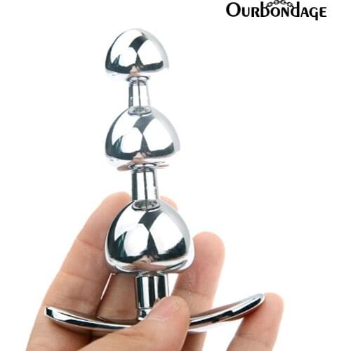 Ourbondage Triple Beads Anchor Shape 6 Color Diamond Alloy Anal Dilator Set Glans Gradually Increase Butt Plug Sex Toys New Gift