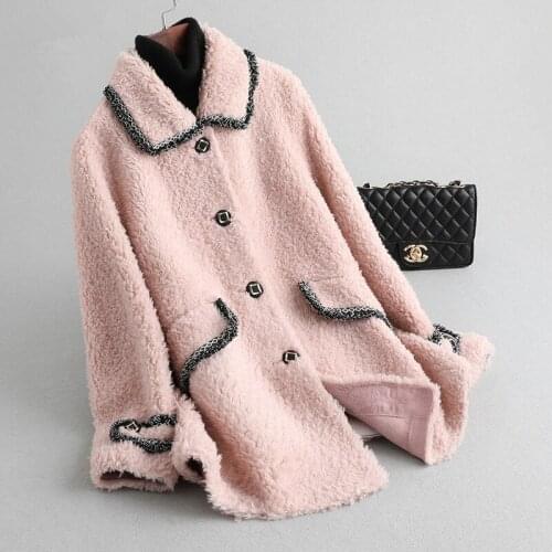 Real Fur Coat Female Sheep Shearling Fur Jacket Winter Coat Women Clothes 2020 Real Wool Coat Pink Korean Jackets MY4560