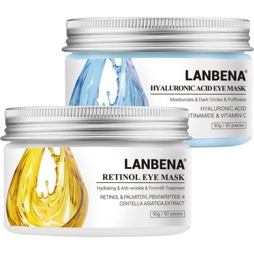 LANBENA Retinol Eye Mask Hyaluronic Acid Eye Patches Serum Reduces Dark Circles Bags Eye Lines Repair Nourish Firming Skin Care