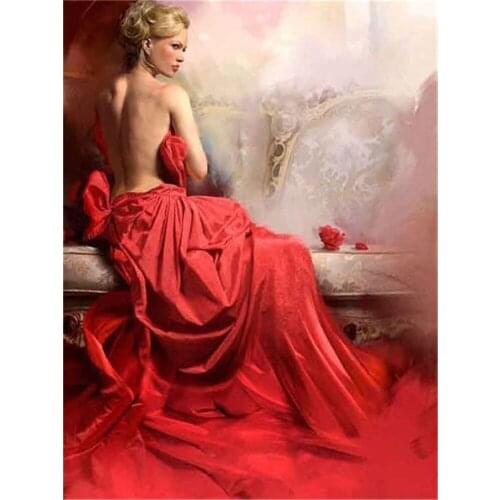 Portrait Woman DIY Cross Stitch 11CT Embroidery Kits Needlework Craft Set Cotton Thread Printed Canvas Home Decoration Room