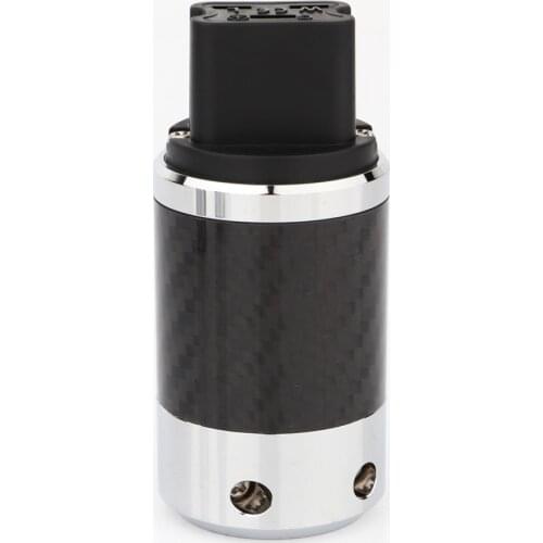 Preffair CF4A White/Black Carbon Fiber Gold Plated 20A C19 IEC Female Plug HIFI Power Cable DIY Mains Connector