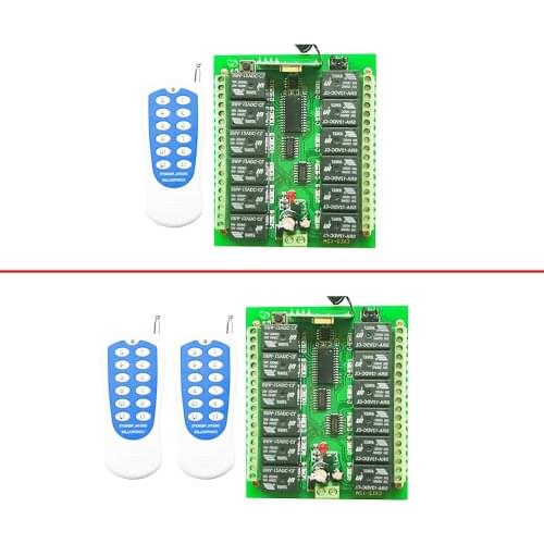 DC 12V 12 CH Channels 12CH RF Wireless Remote Control Switch Remote Control System receiver transmitter 12CH Relay 315/433 MHz