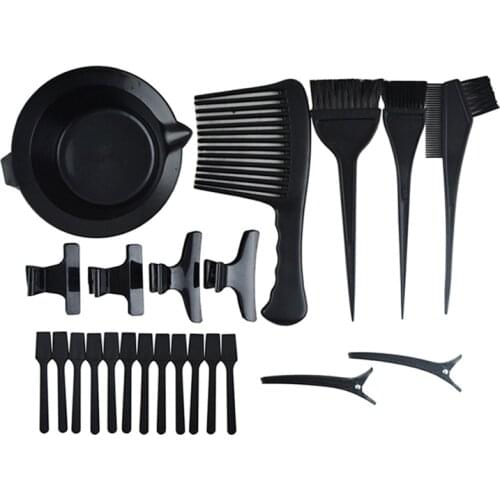 23Pcs/set Hair Dyeing Kit Hair Color Mixing Bowls Hairdressing Dyeing Brush Comb Sectioning Clips Set Salon Hair Coloring Tools