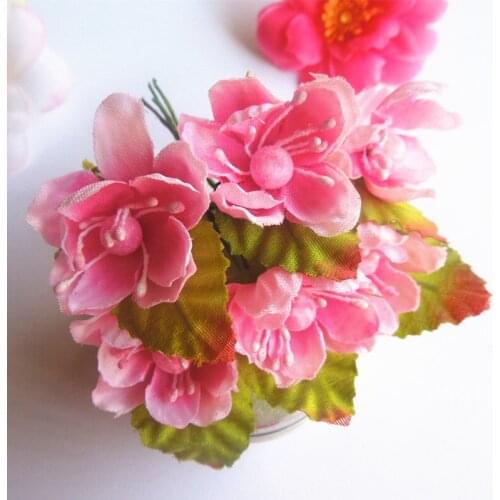 WedFavor 3cm Silk Artificial Peach Blossom Flower Bouquet For DIY Wreath Corsage Scrapbooking Wedding Decoration Fake Flowers