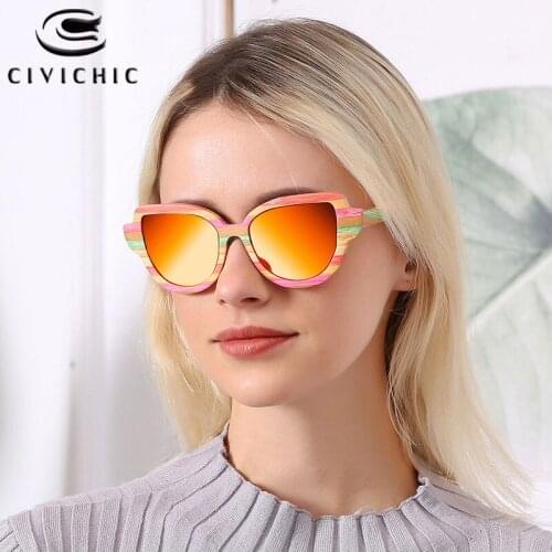 Chic Polarized Sunglasses Women Bamboo Eyewear Retro Cat Eye Driving Glasses UV400 Fishing Oculos Wood Gafas De Sol Mujer CA1906