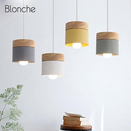 Modern Pendant Lights Nordic Design Wood Hanging Lamp for Home Indoor Study Dining Room Bedroom Light Fixtures Led Kitchen Lamp