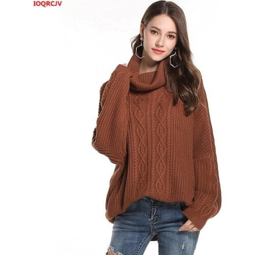 Oversized Sweater Womens Loose Casual Turtleneck Warm Knitted Sweater Autumn Winter Long Sleeve Pullover Tops Femme Jumper 1798
