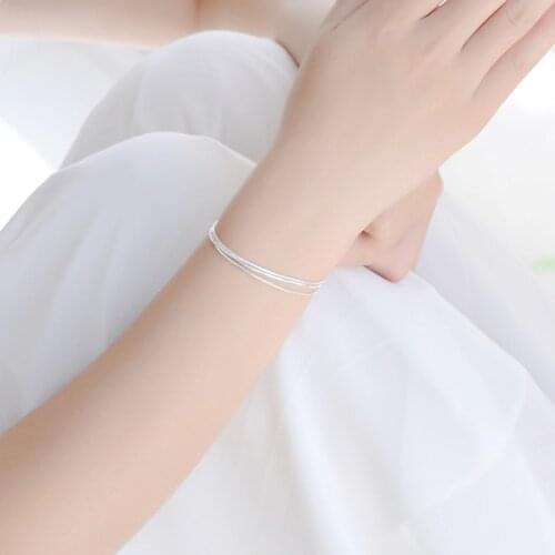 S925 sterling silver jewelry with Korean fashion bracelet simple three-layer bracelet for women wedding party gifts