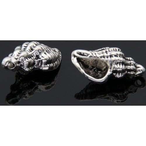10pcs Silver Color Spiral Shell Charms Finding Ocean Conch Pendant Necklaces Handmde Jewelry Accessories 10.5x21mm A3444