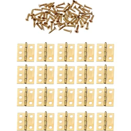 20Pcs 18x16mm Gold Furniture Door Cabinet Mini Hinges Jewelry Wooden Box Luggage Hinges Gift Wine Box Hinge