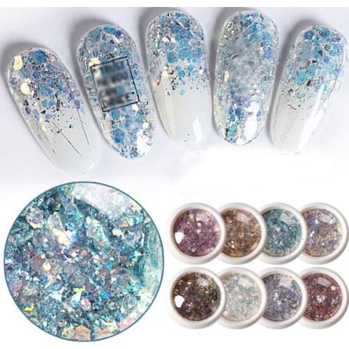 3D Glitter Sequins Nail Art Diamond Sequin Glitter Gel No Glue aser Holographic Flakes Diamond Glitter Nail Sequin Mermaid Nails