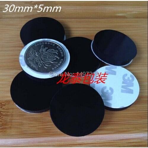 50 PCS 30mm x 5mm black anti slip silicone rubber bumper damper shock absorber 3M self-adhesive Silica gel feet pads