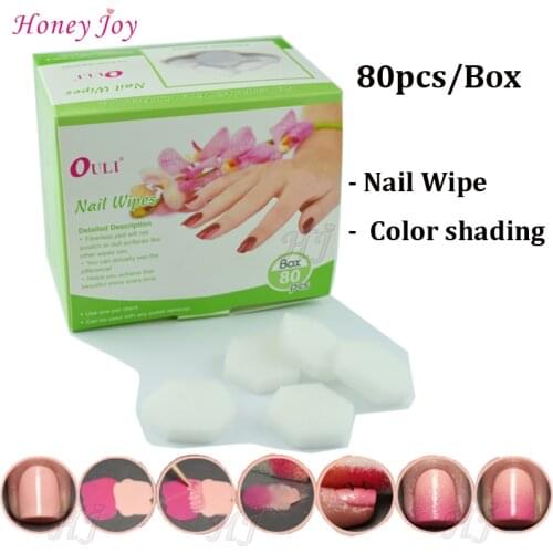 80pcs/box Fibreless Sponge Pad Lint Free Remover Nail Wipes for Acrylic Gel Wraps Nail Tools Manicure Nail Polish Cleaning Wipes