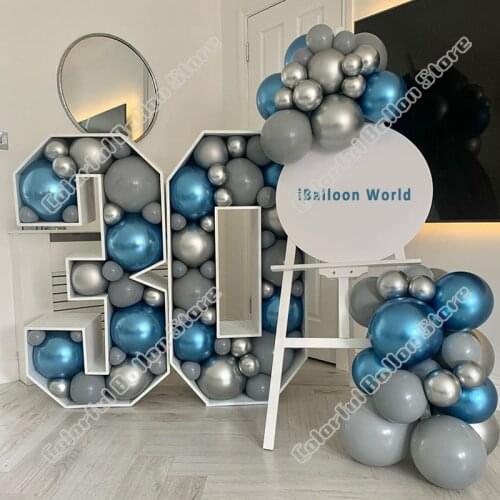 85pcs Latex Balloon Arch Kit Wedding Background Birthday Party Decor Event Chrome Blue Balloon Garland Baby Shower Decoration