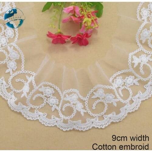 9cm wide cotton embroidery lace sewing ribbon guipure trim wedding decoration DIY dolls colthes Accessories lace edge#4006